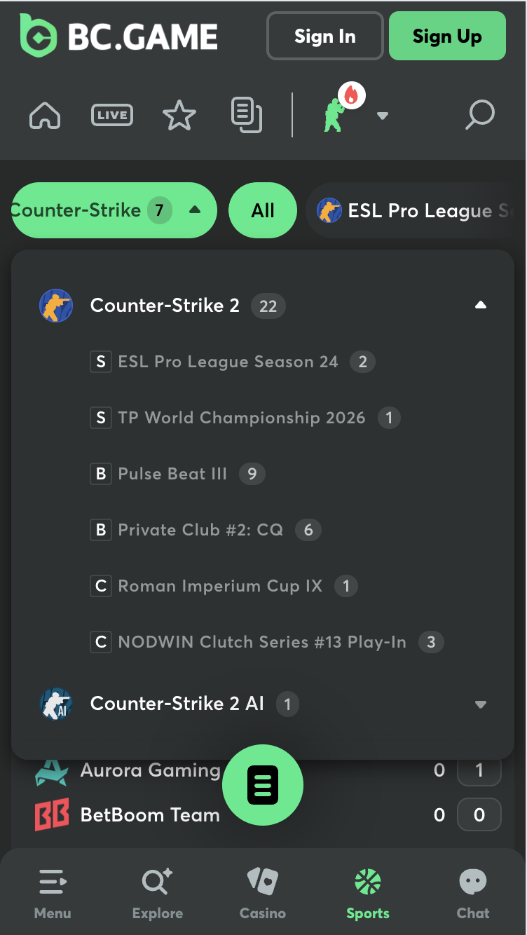 BC.GAME CS2 Betting Esports Odds Example India